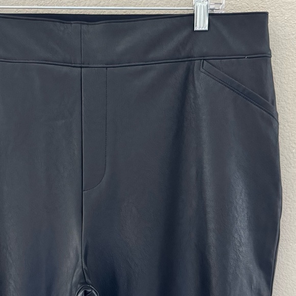 Spanx Faux Leather Flare Pant Black Pull On High Elastic Waistband Edgy Plus 3X - Picture 9 of 14
